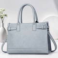 Elegant light blue lychee pattern leather tote bag with silver buckle for office commuting - 33x13x23cm / Light Blue