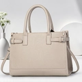 Chic beige lychee leather tote bag for women with spacious interior and double handles - 33x13x23cm / Khaki