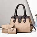 Conjunto de bolsos de 3 piezas que incluye un bolso grande, un sobre y una billetera - Caqui