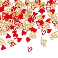 Détail de confettis cœur rouge et paillettes dorées LOVE pour déco de Saint-Valentin - 100 Pièces / Or+Rouge