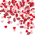 Glinsterende rode lippen en hartvormige confetti voor romantische Valentijnsdag decoratie - Roségouden Hart- en Lipmix / Kleine Verpakking