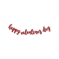 Macro dello striscione Happy Valentines Day glitterato rosso con lettere scintillanti - Rosso Senza Calice da Vino