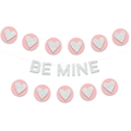 Dettaglio ghirlanda di cuori rosa e argento con striscione Be Mine decorativo - Striscione Argentato + 2 Ghirlande a Cuore