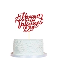 Cake topper glitterato rosso Happy Valentine's Day con decorazione a cuore su torta - Topper per torta / Rosso