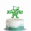 Glittery St. Patrick's Day cake toppers with clover and hat on a white cake - Holiday Wishes with Boots Style (Style 4)