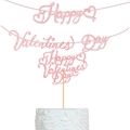 Pink glitter Happy Valentine's Day banner and cake topper set for party decorations - Topper And Banner / Pink