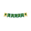 Pancarta Lucky con tréboles dorados para decoración de fiesta de San Patricio - Estilo LUCKY (Estilo 1) / Verde Dorado