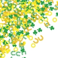 Confettis de la Saint-Patrick avec trèfles verts et fers à cheval dorés sur fond blanc - Style Rond Creux Trèfle Fer à Cheval (Style 1)
