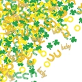 Détail de confettis Saint-Patrick avec trèfles verts et lettres dorées lucky brillantes - Style Lettre Lucky Trèfle Fer à Cheval (Style 2)