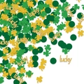 Confettis trèfle Saint-Patrick avec trèfles verts et paillettes dorées lucky scintillantes - Style Trèfle Lettre de Chance