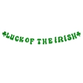 Green glitter Luck of the Irish banner with shamrock accents for St. Patrick's Day party - "LUCK OF THE IRISH" Letter Style (Style 2)