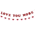 Rote Love You More Girlande und Herz-Banner für Valentinstag Party-Dekoration - LOVE YOU MORE Banner Mit Herzgirlande / Rot