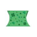 Grüne Kissen-Geschenkbox mit Glücksklee-Mustern für St. Patrick's Day Party-Dekoration - All-over-Blattdruck