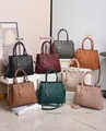 Multiple textured handbags in various colors showing large capacity and multi-layer design - 32cmx12cmx23cm / Wine Red