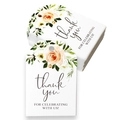 Bruiloft bedankkaartje met oranje aquarel rozen en tekst voor geschenkverpakking - Rechthoek Stijl