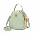 Mini sac à bandoulière vert menthe pour femme avec abeille dorée et double fermeture - Vert clair