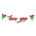 Λεπτομέρεια από γκλίτερ πανό 'love you' με τριαντάφυλλα για διακόσμηση πάρτι - Κόκκινο Πανό Love You Με Τριαντάφυλλο