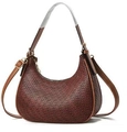 Sac sous le bras demi-lune marron embossé avec motif monogramme et détails dorés - Bordeaux