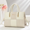 Chic beige handbag featuring a contrasting woven texture and smooth leather finish - Off-white