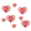 Dettaglio di cuori 3D traforati per decorazioni di San Valentino e feste di nozze - Decorazione a Sospensione Rossa (4 Cuori Grandi 4 Piccoli)