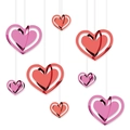 Decorazioni a cuore 3D appese in rosso e rosa per allestimenti di feste di San Valentino - Rosa + Rossa Decorazione a Sospensione (4 Cuori Grandi 4 Piccoli)