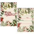 Elegant Merry Christmas invitation card set with festive floral motifs and RSVP details - Christmas Invitation Card (Green Leaf Border)