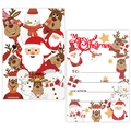 Christmas party invitation card set with Santa and reindeer cartoon illustrations - Snowman Elk Style