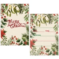 Christmas party invitation set with mistletoe design and RSVP fields on ivory cardstock - Green Leaf Border Style