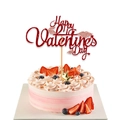 Red glitter Happy Valentine's Day cake topper with lip motif on a creamy dessert - Red Letters, Rose Gold Lips