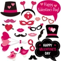 20-delige Valentijnsdag fotorekwisieten set met hartjeshoeden en feestmaskers - Valentijnsdag 20-Delige Fotoprops-Set (DJ00162)
