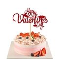 Red glitter Happy Valentine's Day cake topper with lip design on white cream cake - Red Glitter