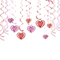 Decorazioni a spirale con cuori appesi in rosso e rosa per feste romantiche e party - 4 Spirali Doppie + 6 Spirali Singole / Rosso e Rosso Rosa