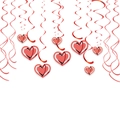 Decorazioni a spirale a forma di cuore rosso per feste di San Valentino e soffitto interno - 4 Spirali Doppie + 6 Spirali Singole / Rosso