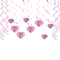 Dettaglio di spirali e cuori rosa metallizzati per decorazioni di San Valentino - 4 Spirali Doppie + 6 Spirali Singole / Rosa Rossa