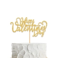 Golden Happy Valentine's Day cake topper with heart and arrow on white cake - Arrow Heart Style (Semi-finished) / Gold