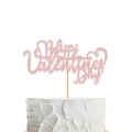 Pink glitter Happy Valentine's Day cake topper with heart and arrow on cream cake - Arrow Heart Style (Semi-finished) / Rose Gold