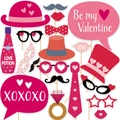 Set de 20 accessoires photo pour Saint-Valentin avec lunettes cœur et décors de fête - Ensemble de 20 accessoires photo Saint-Valentin