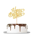Golden glitter Happy Birthday to You cake topper for elegant birthday party decoration - Gold Happy Birthday To You Style