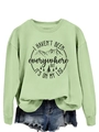 Detail of sage green sweatshirt featuring mountain graphic and inspirational quote - Olive Green (Black Print)