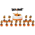 Halloween Trick or Treat cake topper set with orange pumpkin inserts for party decor - Cake Topper Set