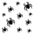 Set de 12 pegatinas de pared de araña negra 3D en 3 tamaños para decoración de Halloween - Estilo Mate Negro