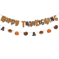 Happy Thanksgiving banner set with pumpkin and turkey patterns on white background - Happy Thanksgiving Banner + Hat Pumpkin Turkey Garland