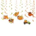 Thanksgiving party swirl decorations set with turkey and pumpkin cardstock cutouts - Thanksgiving Card Single And Double Swirls (Truck Style)