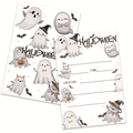 Double-sided Halloween party invitation card with cute cartoon ghost and bat designs - Ghost Style