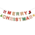 Festive Christmas banner set with gingerbread style letters and holiday ornaments hanging - Merry Christmas Colorful Banner