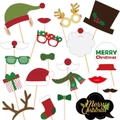 18pcs Christmas photo booth props with Santa hats and glasses on sticks for party - Christmas Theme Elements (DJ)