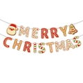 Striscione Buon Natale stile pan di zenzero con Babbo Natale e decorazioni a campana - Stile Babbo Natale Campana