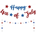 Happy 4th of July banner set with glitter stars for American Independence Day decor - Happy 4th Of July Banner And Star String