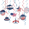 Décorations de fête du 4 juillet avec spirales et motifs de drapeau américain - 8 Cartes Spirale Simple + 4 Spirale Double