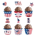 Patriotische Cupcake Förmchen und Topper Set mit US Flagge und USA Stern Designs - Topper Und Hüllen Set